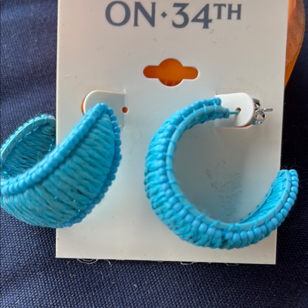 ON 34th Turquoise Hoop Earrings NWT